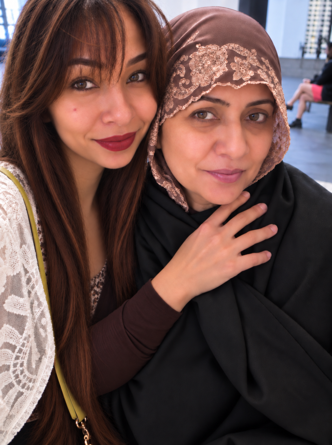 Alysa Iyana with a neighbor and friend in Abu Dhabi, United Arab Emirates