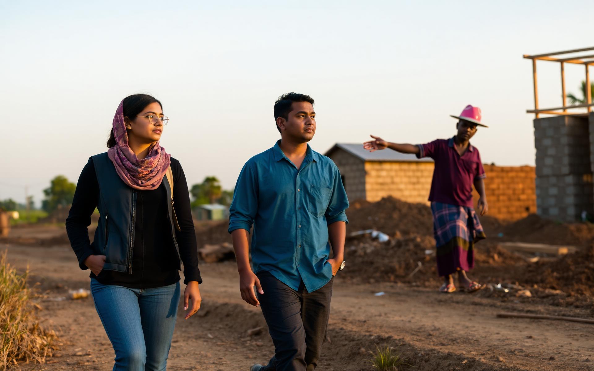 Fellows engaged with community partners at an active international project site.